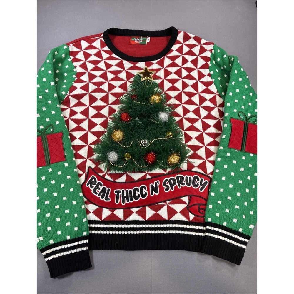 Spencer's "Real Thicc n' Sprucy" Ugly Christmas Sweater – Size XXL